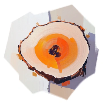 An artistic woodcut print showing a stylized interpretation of wood grain