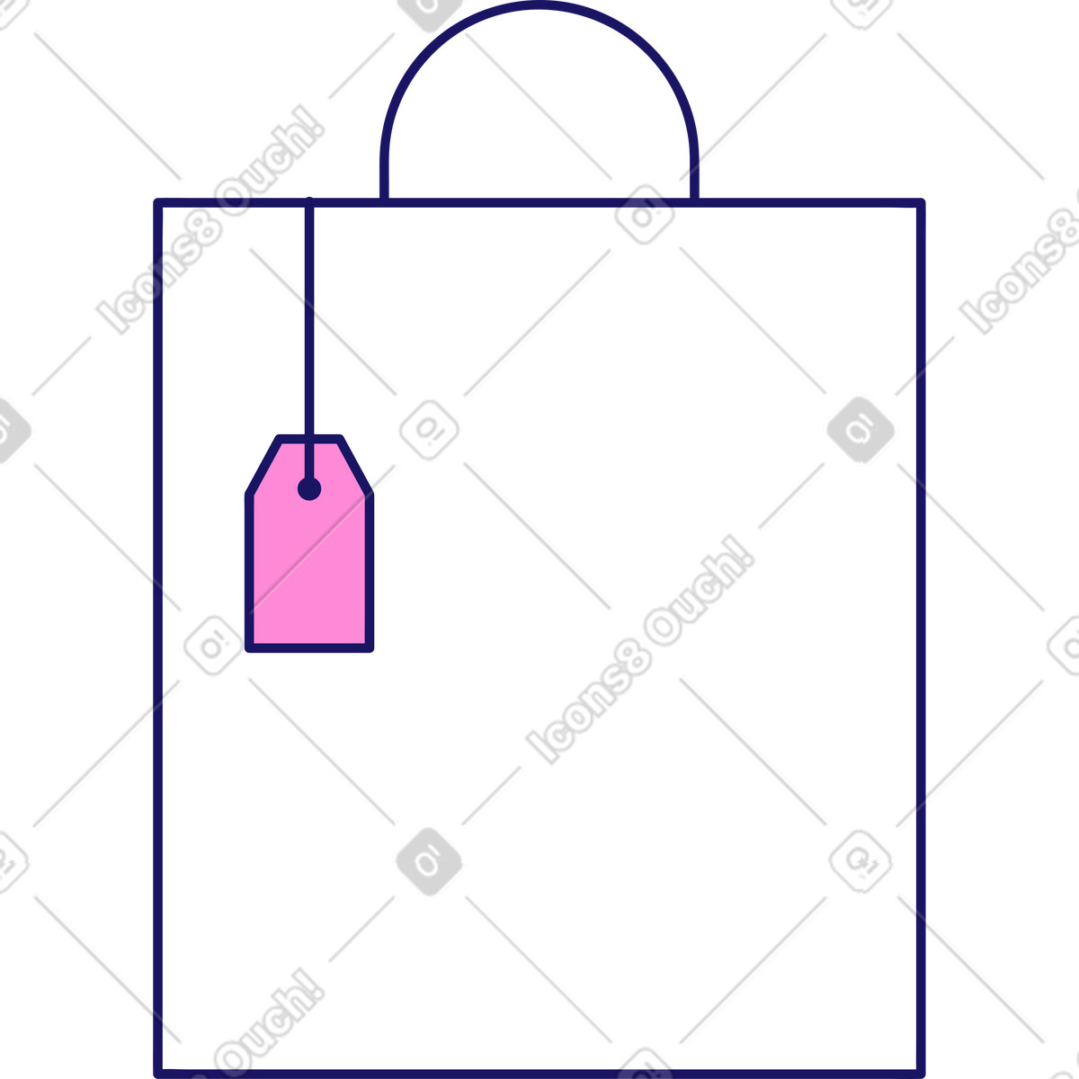 Borsa della spesa con etichetta illustrazione in stile Matey scarica in PNG, SVG