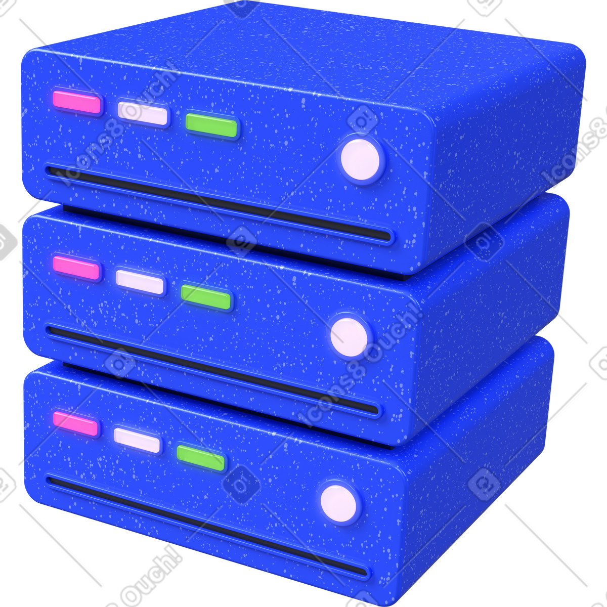 Stack di server, hardware database, infrastruttura cloud illustrazione in stile 3D Boost scarica in PNG, SVG