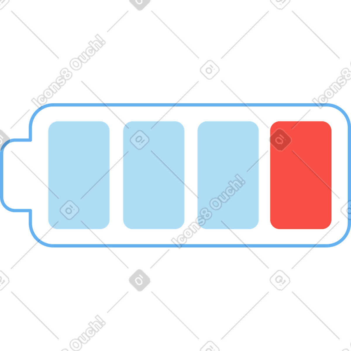 Symbol für schwache batterie-Illustration im Sammy-Stil als Download in PNG, SVG