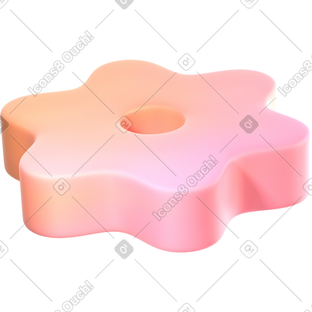 Glatte blumenperle-Illustration im 3D Glassy-Stil als Download in PNG, SVG