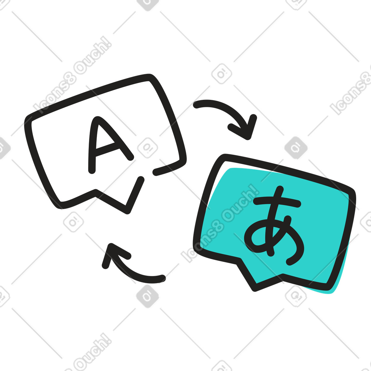 Illustration Traduction de langue étrangère dans le style Little à télécharger aux formats PNG, SVG