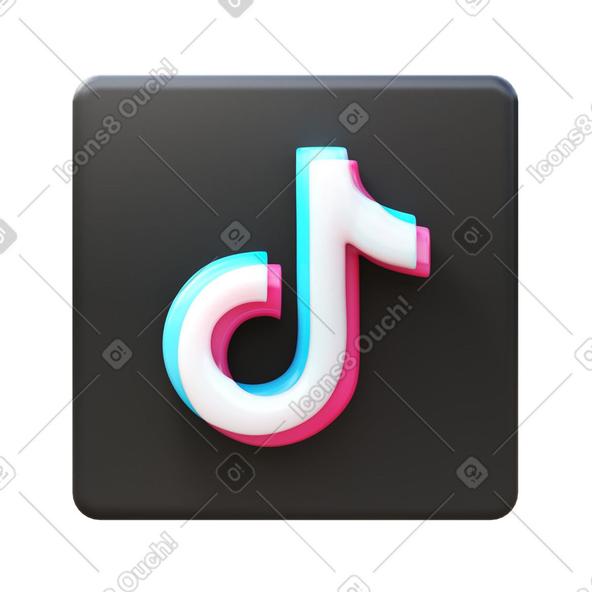 Ilustración Logotipo de tik tok en estilo 3D Fluency a descargar en PNG y SVG