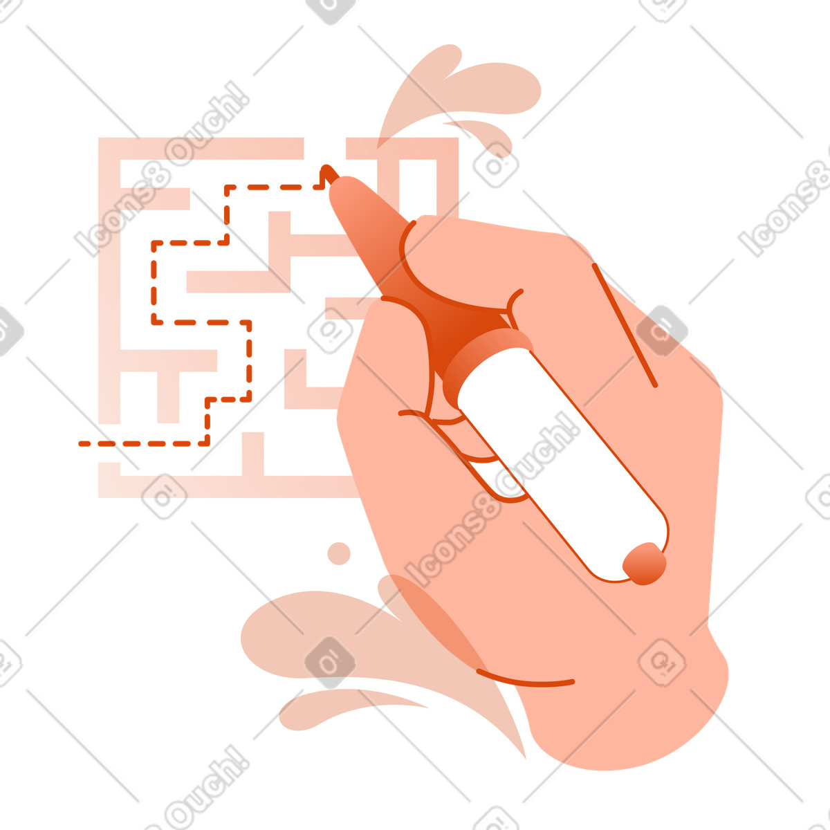 Hand drawing exit strategy maze clipart illustration with winding pathways