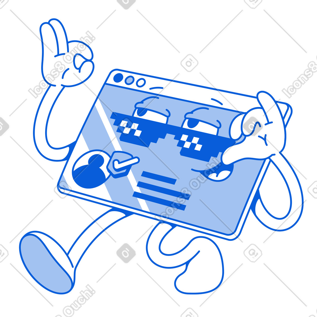 Ilustração de Janela do navegador com óculos sol em no estilo Handy Line para baixar em PNG, SVG