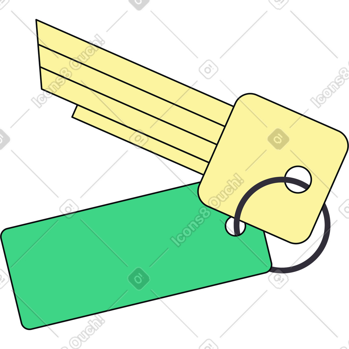 Ilustración Key with keychain en estilo Teko a descargar en PNG y SVG