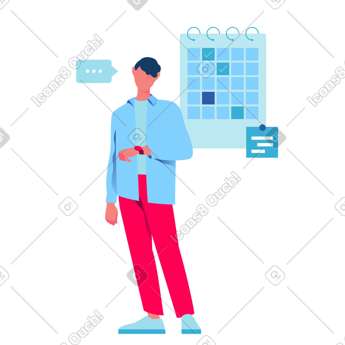 Ilustração de Gestão do tempo e planejamento trabalho em no estilo Daily para baixar em PNG, SVG