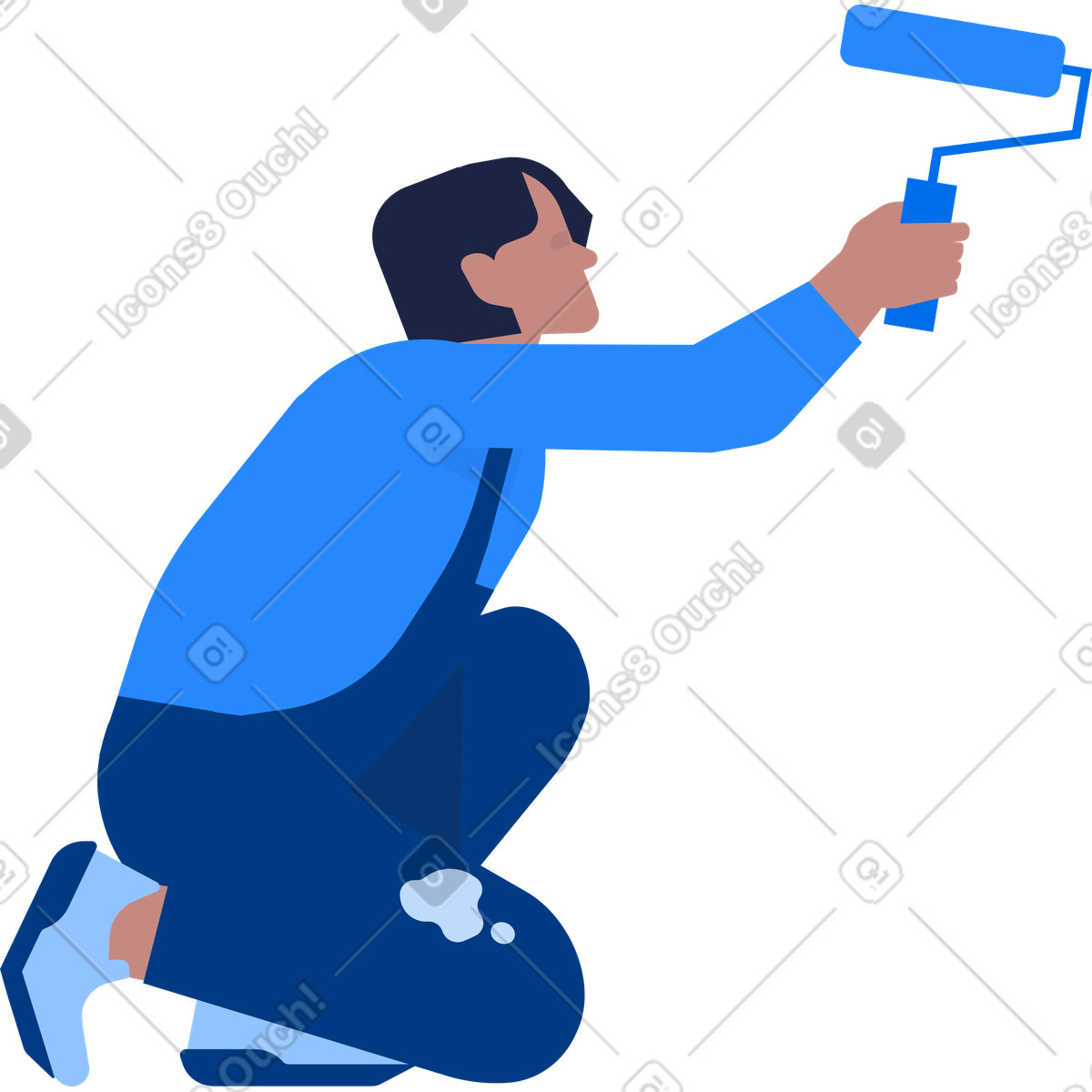 Man with roller illustration painting clipart graphics and images in PNG, SVG, GIF