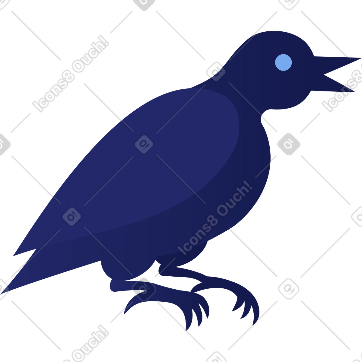 Ilustración Cuervo negro en estilo Clip a descargar en PNG y SVG