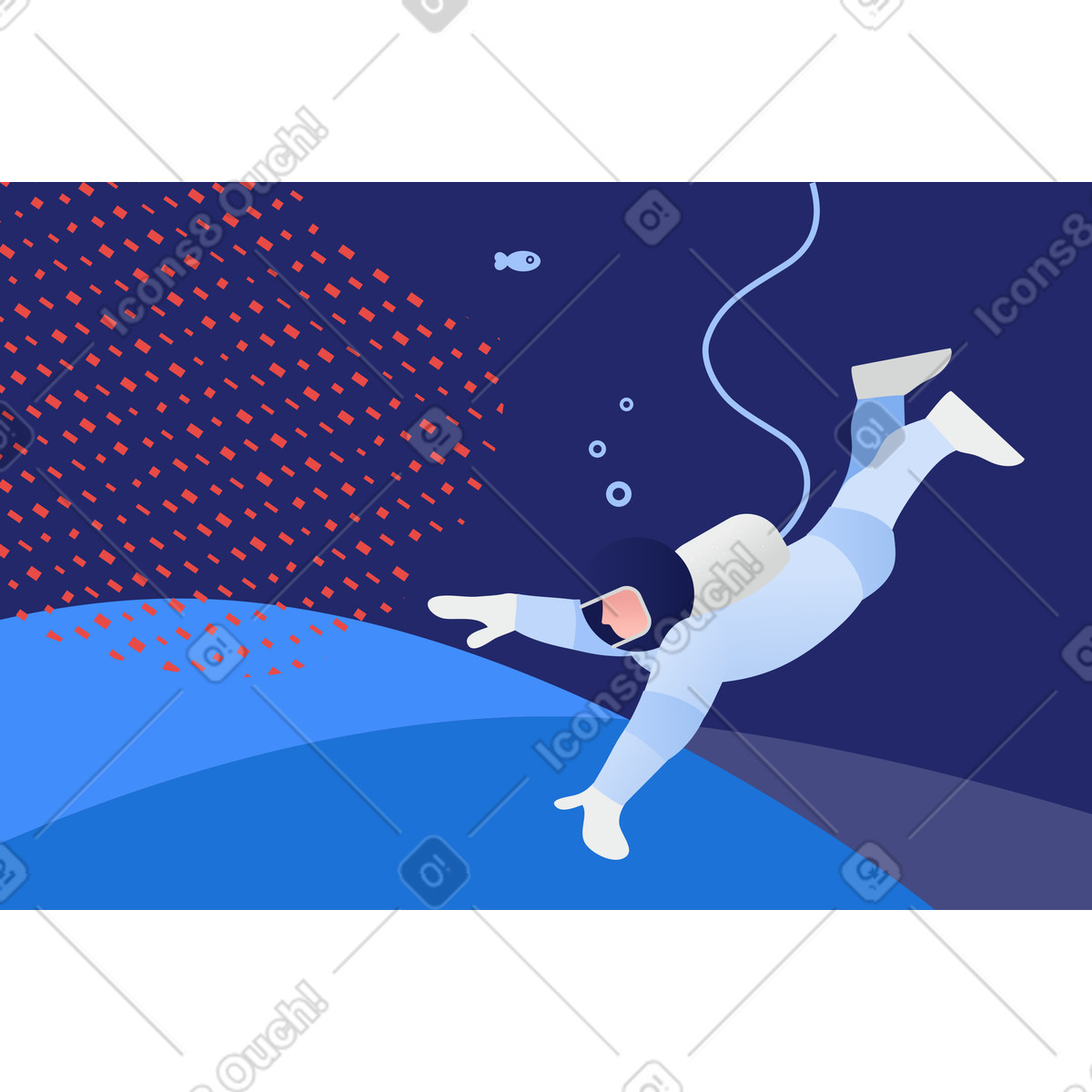 Tieftauchen-Illustration im Clip-Stil als Download in PNG, SVG