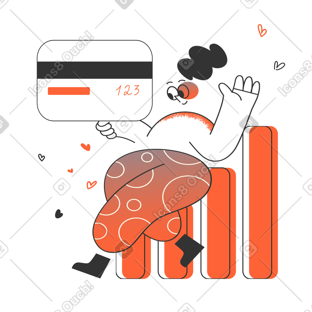 Ilustração de Pagamento com cartão processado em no estilo Crayon para baixar em PNG, SVG