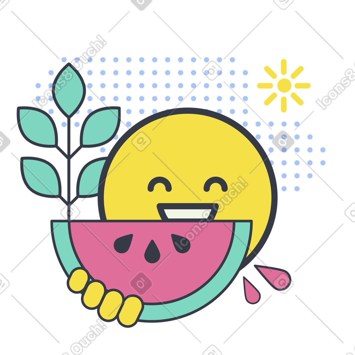 Ilustración Disfrutando de una rodaja sandía en verano estilo Abstract a descargar PNG y SVG