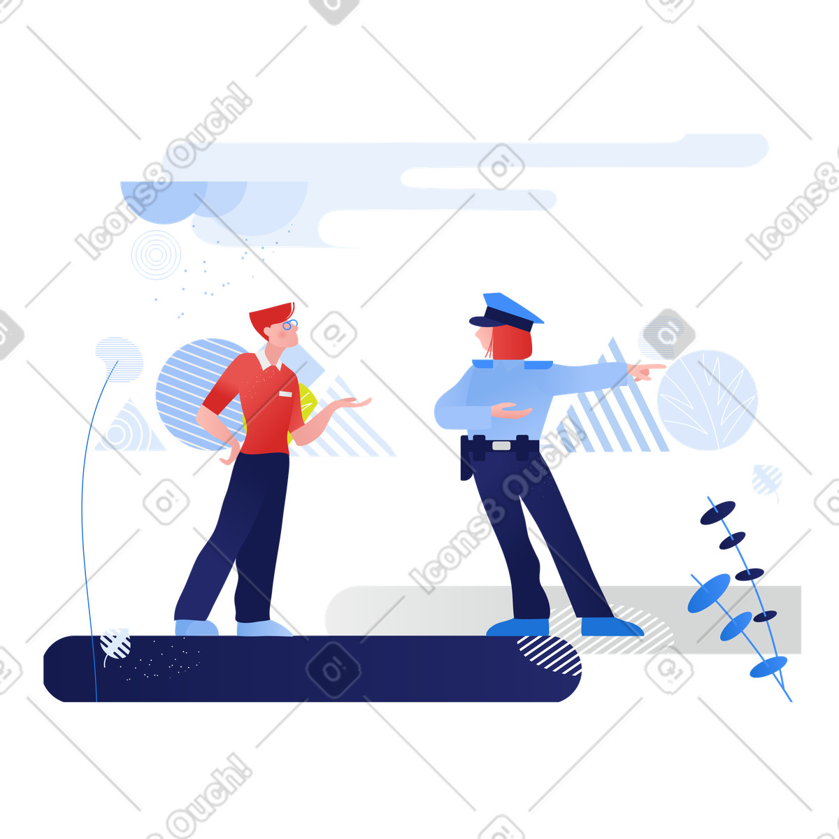 Ilustração de Conversa com a polícia em no estilo Clip para baixar em PNG, SVG