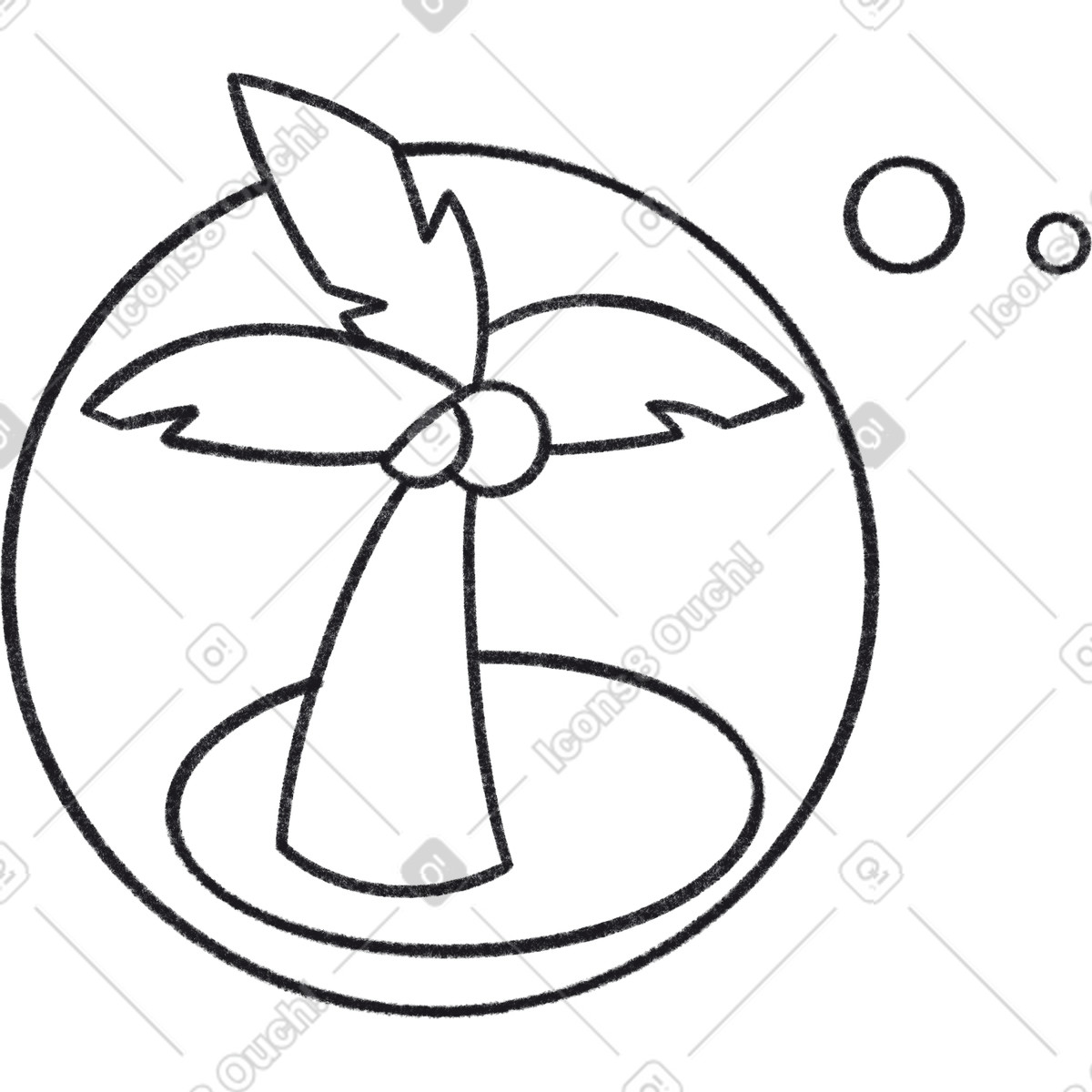 下载 Bonbon Line 风格的 Bubble with palm tree 插画，支持 PNG、SVG 格式