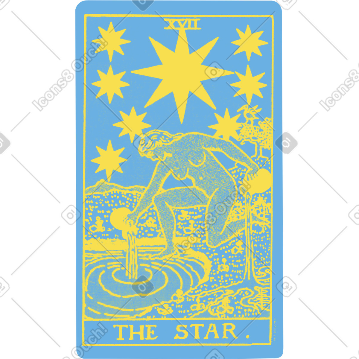 Tarot card the star illustration in Print style download in PNG, SVG