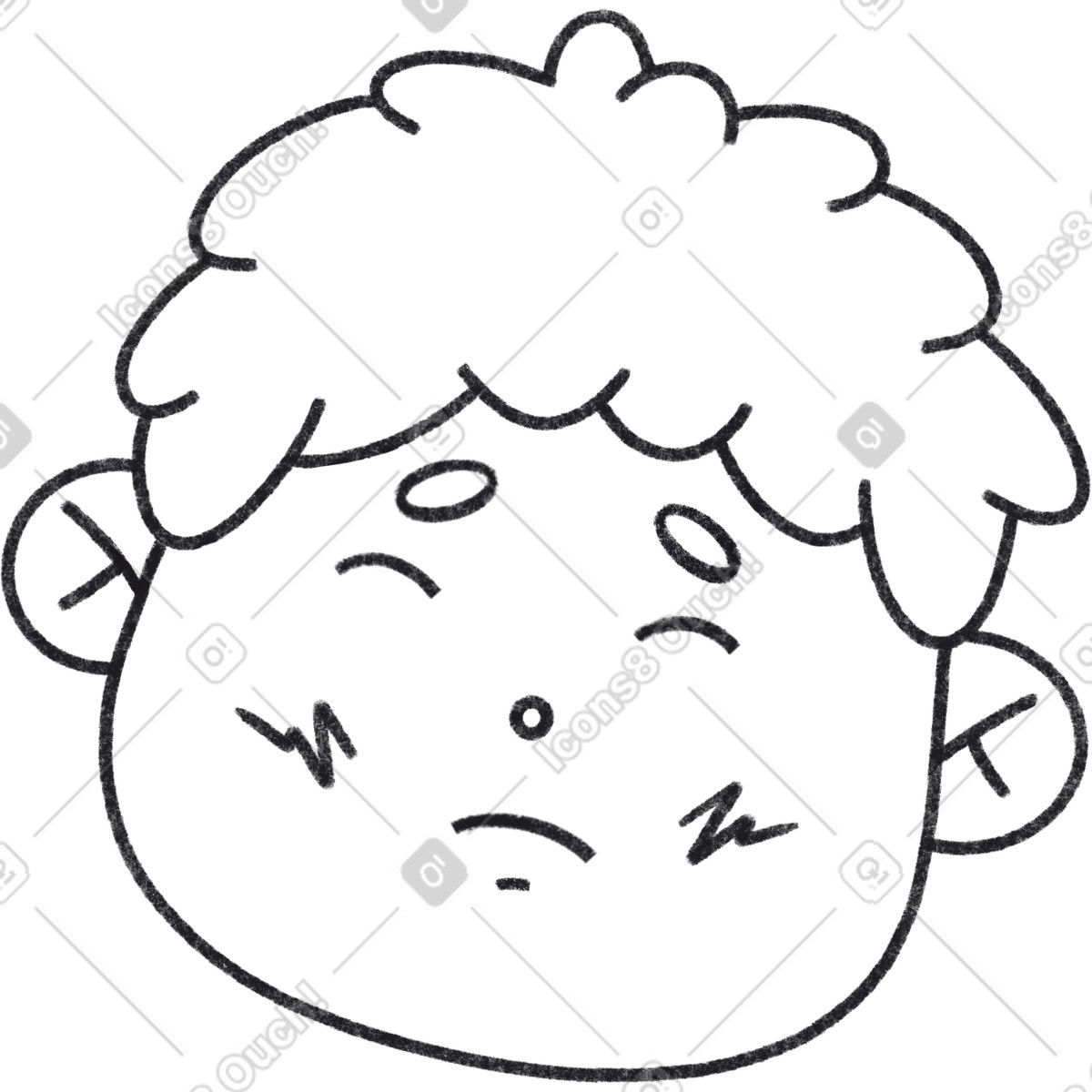 Illustration Sad boy dans le style Bonbon Line à télécharger aux formats PNG, SVG