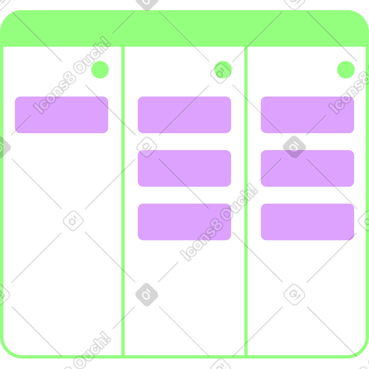 Kanban-board-Illustration im Outline-Stil als Download in PNG, SVG