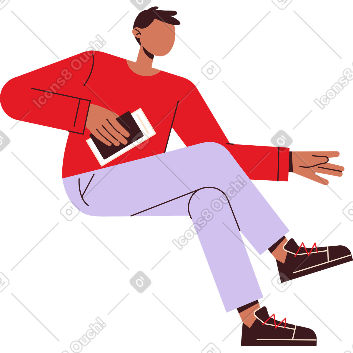 Illustration L'homme est assis penché en avant dans le style Folks à télécharger aux formats PNG, SVG