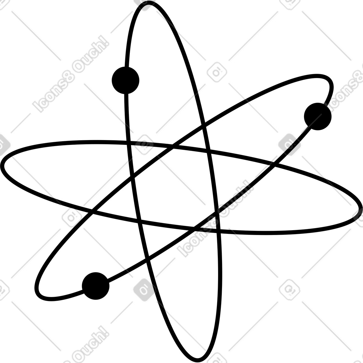 Science atom model with electron orbits for physics education diagram-Illustration im Notion Line Art-Stil als Download in PNG, SVG
