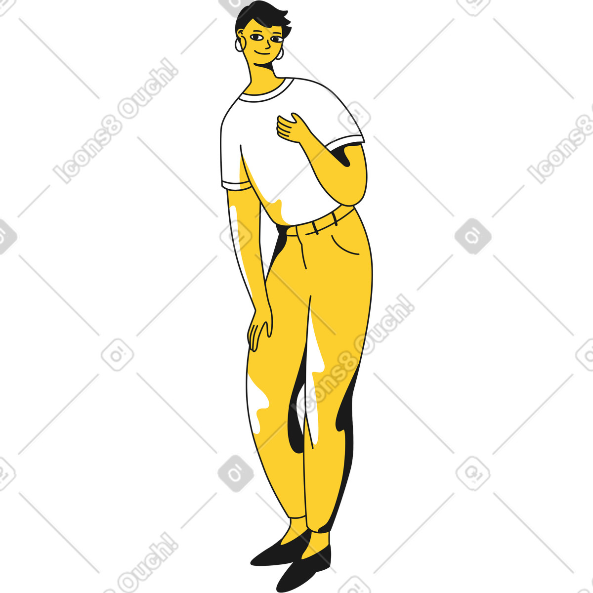 Ragazza sorridente in pantaloni illustrazione stile Taxi scarica PNG, SVG