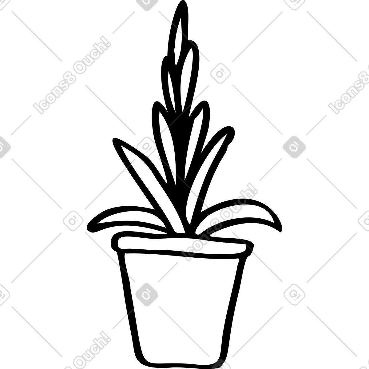 Illustration Plante d'intérieur en noir et blanc dans le style Journal à télécharger aux formats PNG, SVG