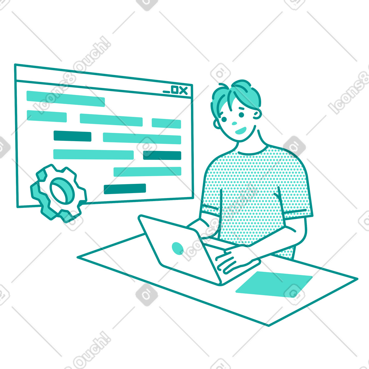 System administrator configuring application software illustration in PNG, SVG
