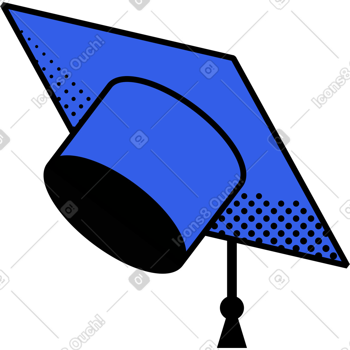 Ilustración Gorro de graduación en estilo Memphis a descargar en PNG y SVG