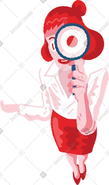 Woman with magnifying glass PNG, SVG