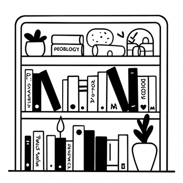 A bookshelf filled with psychology books and calming decorations