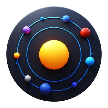 A solar system model showing "the sun" at the center with distinct "planets" in orbit around it. Each planet is represented with a unique color and size, demonstrating their relative scale and distance from the sun. The orbits are circular paths marked clearly, with arrows indicating the direction of their movement. Additionally, visual lines or curves represent the "gravitational pull" between the sun and each planet, enhancing the understanding of their interactions. The background is dark to mimic the vastness of space.