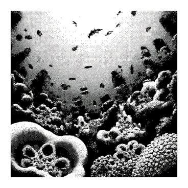 An underwater scene depicting a merfolk village surrounded by coral structures. The village features intricately designed buildings made of coral, with some resembling shells and others shaped like sea anemones. Schools of fish are swimming by, showcasing various sizes and shapes, darting in and out of the coral formations. The water is clear, revealing the vibrant textures of the coral and the sleek movement of the fish. Merfolk with flowing hair and shimmering scales can be seen interacting within the village, blending harmoniously with their environment.