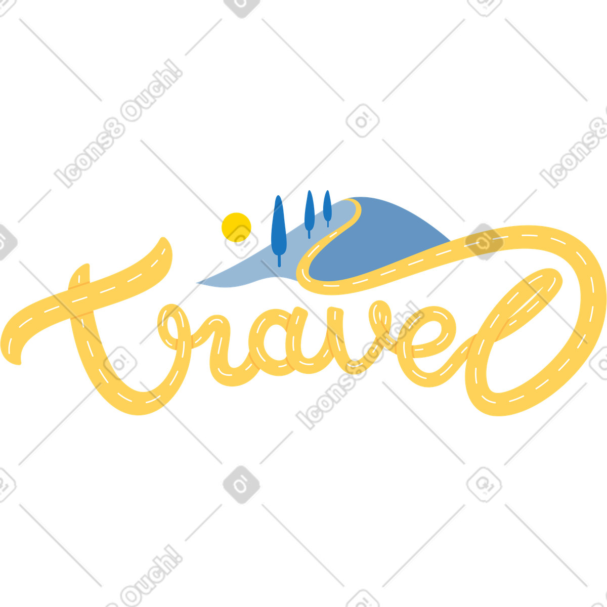 Illustration Texte de route voyage lettrage dans le style Lettering à télécharger aux formats PNG, SVG