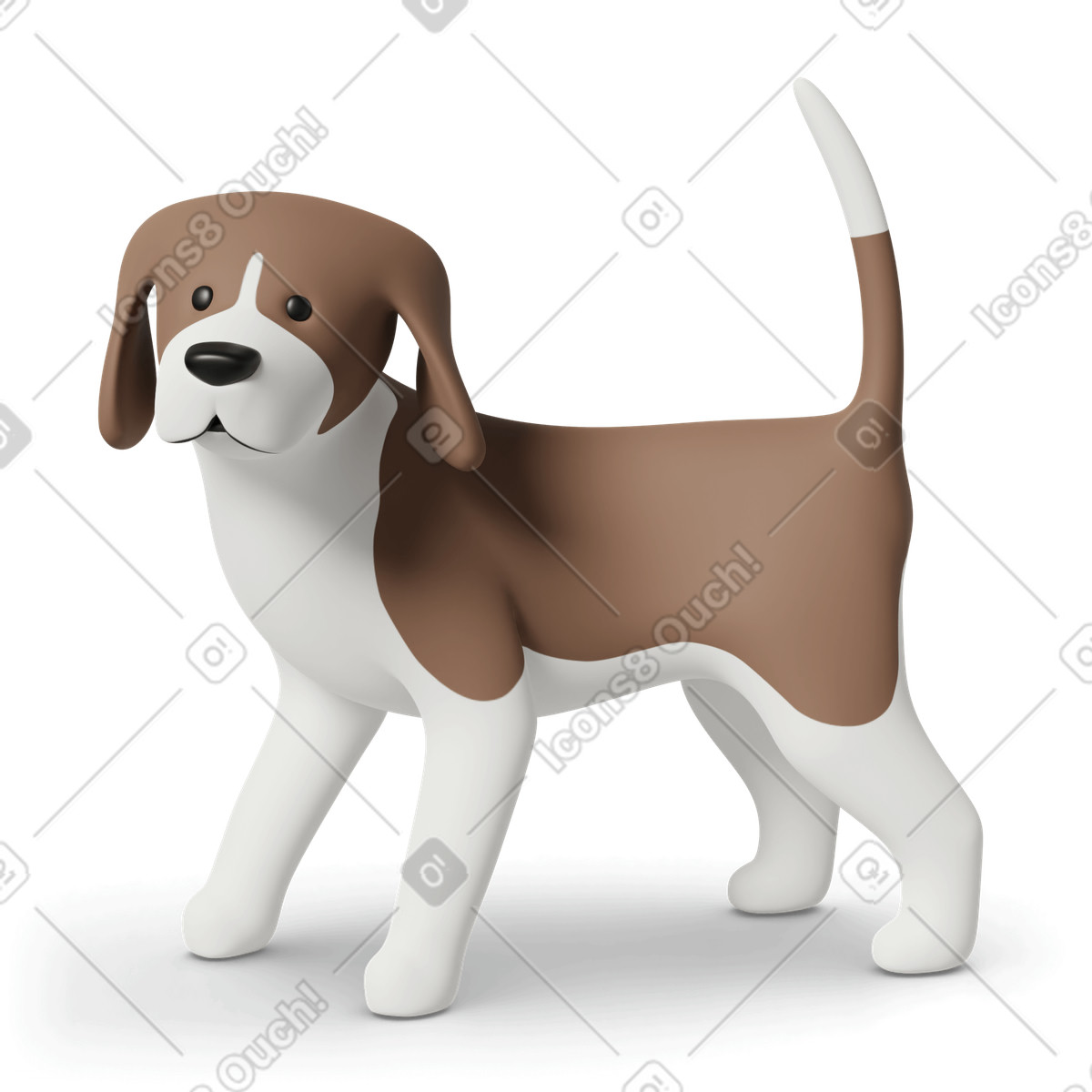 Beagle dog looking aside illustration in 3D Casual life style download in PNG, SVG