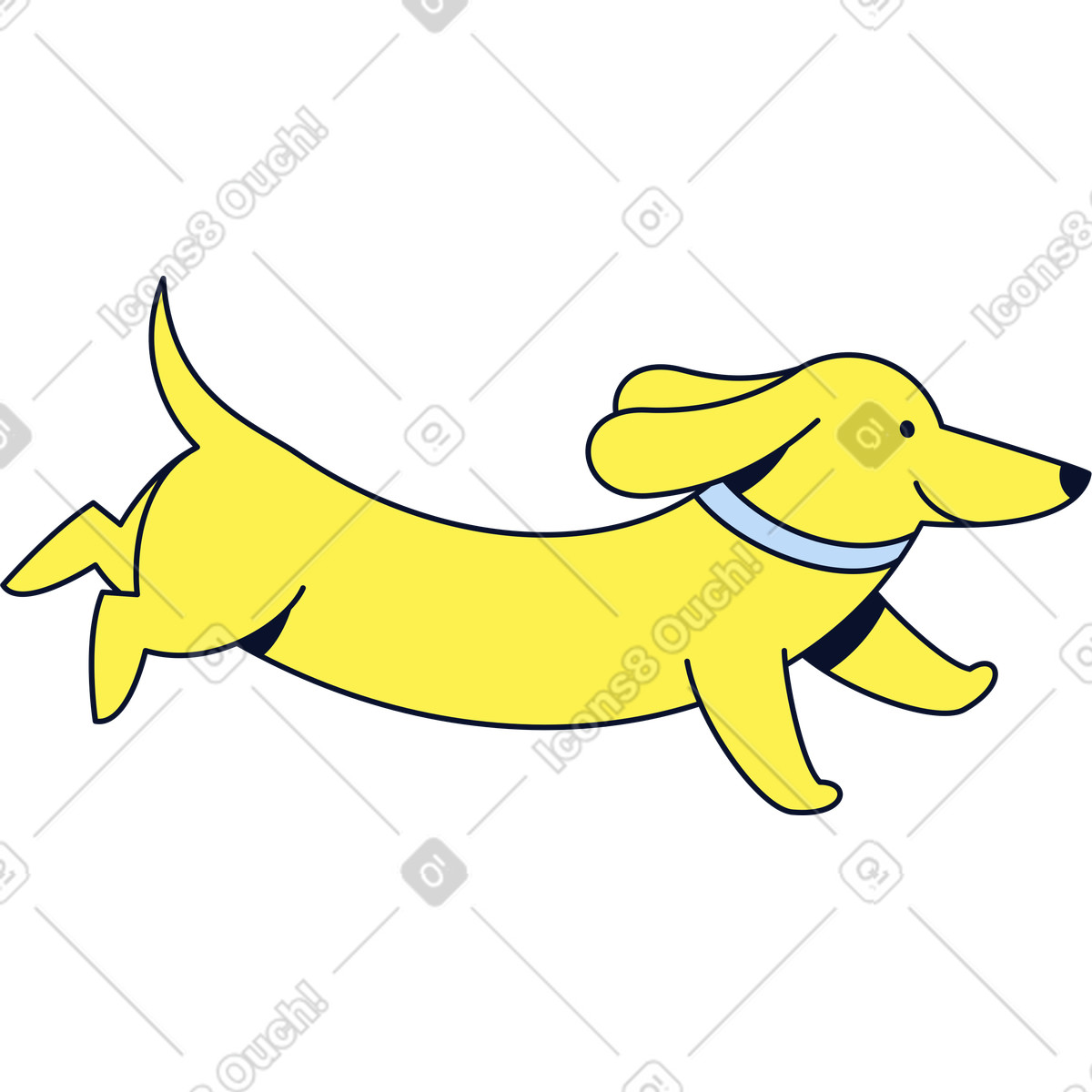 下载 Flexy 风格的 黄色腊肠犬 插画，支持 PNG、SVG 格式