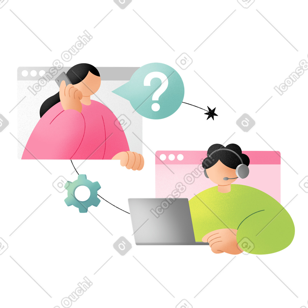 Online support service illustration in PNG, SVG