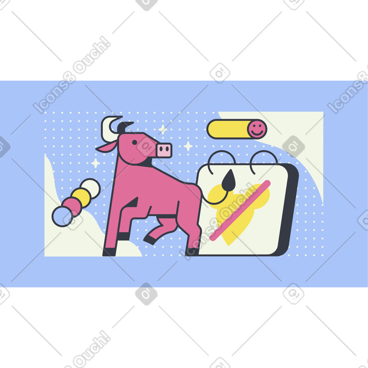 Year of the Ox illustration in Abstract style download in PNG, SVG