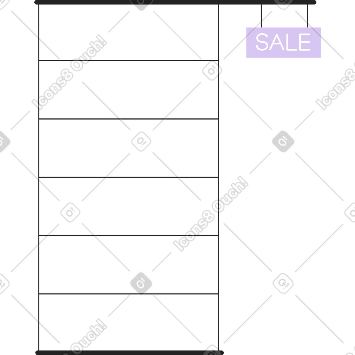 Store door with sale sign illustration in Sammy Line style download in PNG, SVG