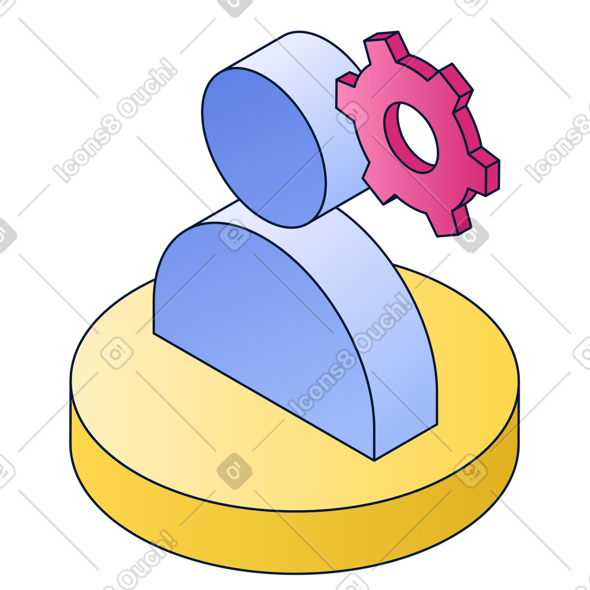 User icon with gear, account settings and profile customization illustration in Neat style download in PNG, SVG