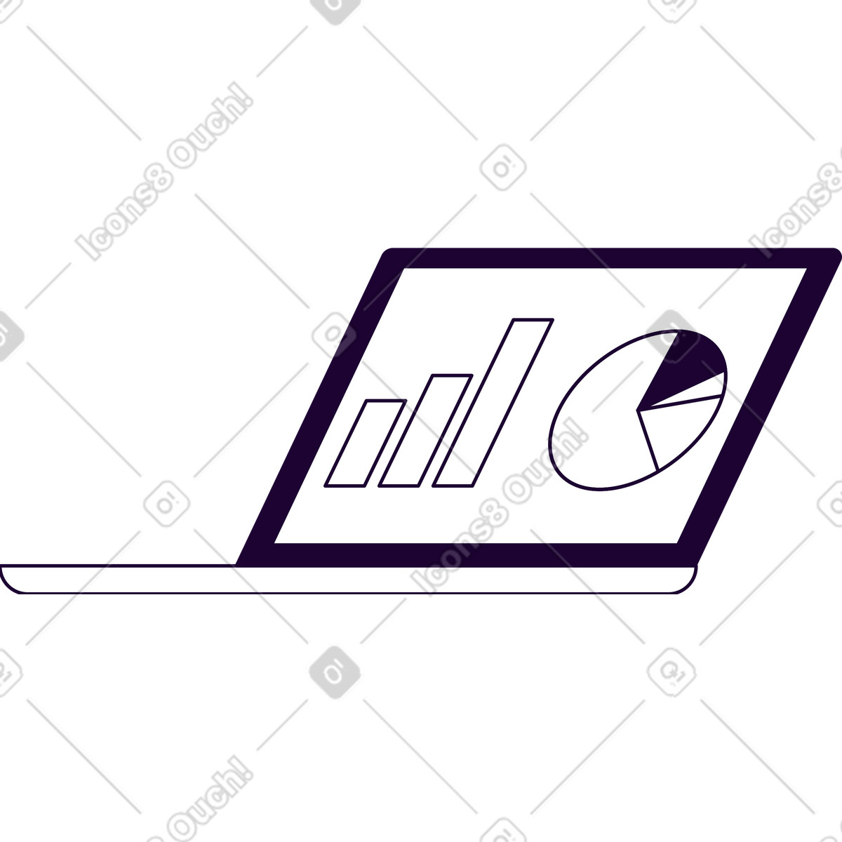 Ilustração de Laptop aberto com gráficos em no estilo Martina para baixar em PNG, SVG