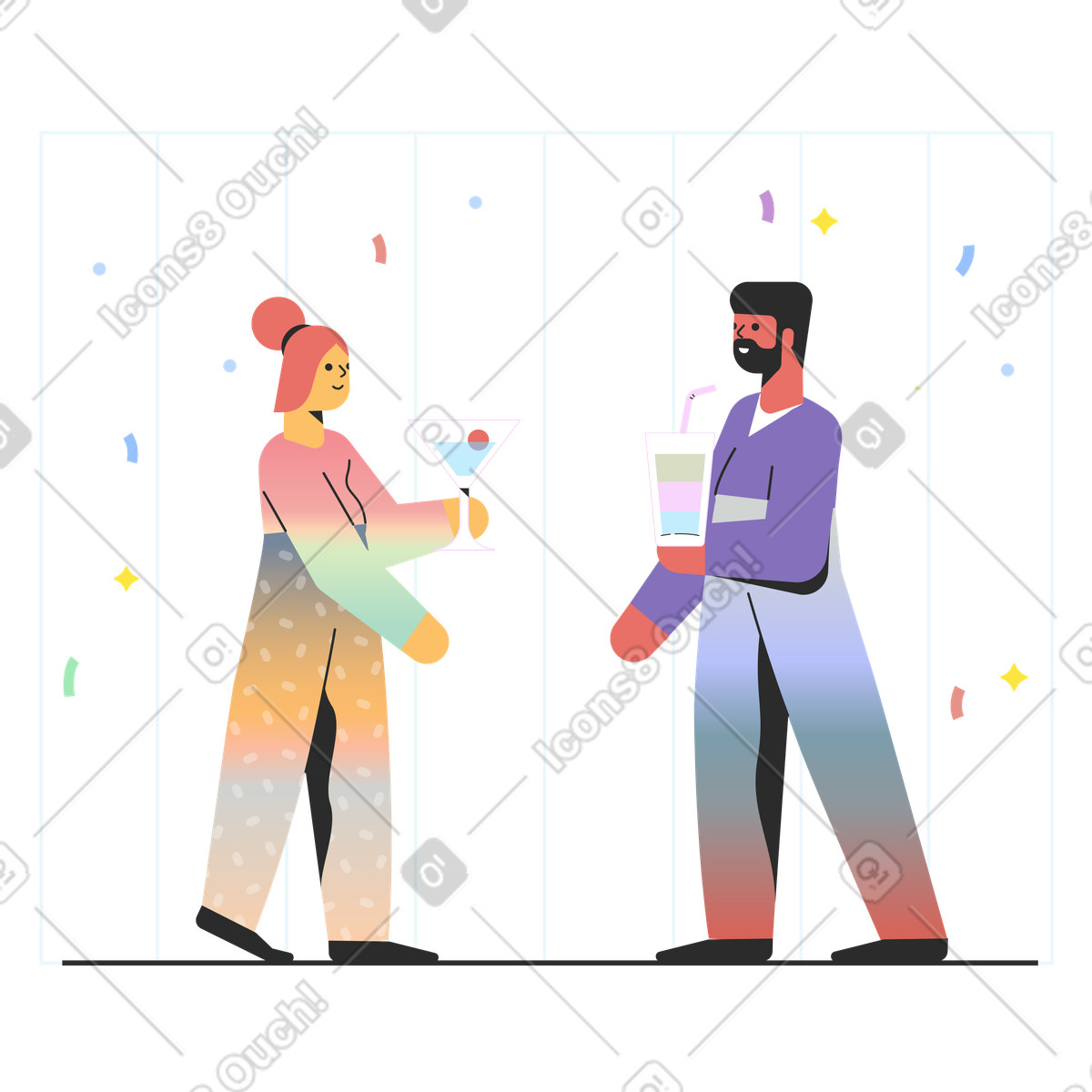 Drink at the party illustration in Marginalia style download in PNG, SVG
