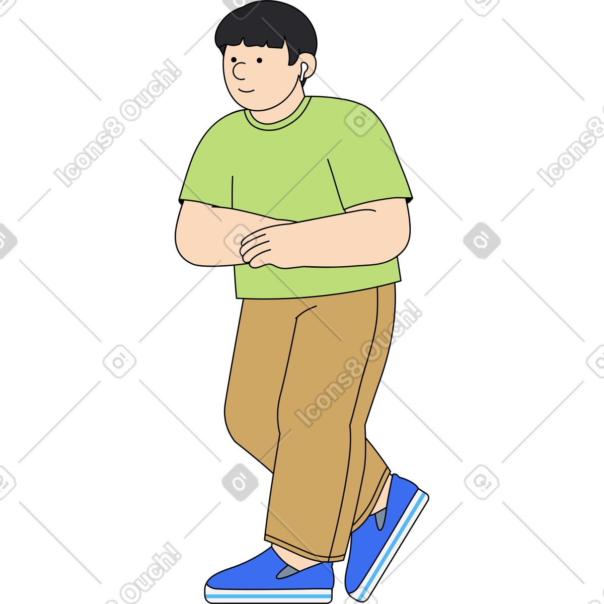 Illustration Homme portant des écouteurs regardant quelque part dans le style Kindy à télécharger aux formats PNG, SVG