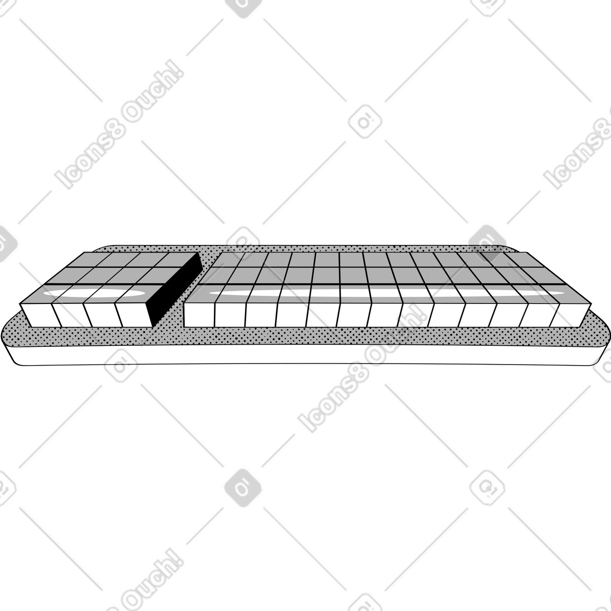 Keyboard for computer illustration in Looney style download in PNG, SVG