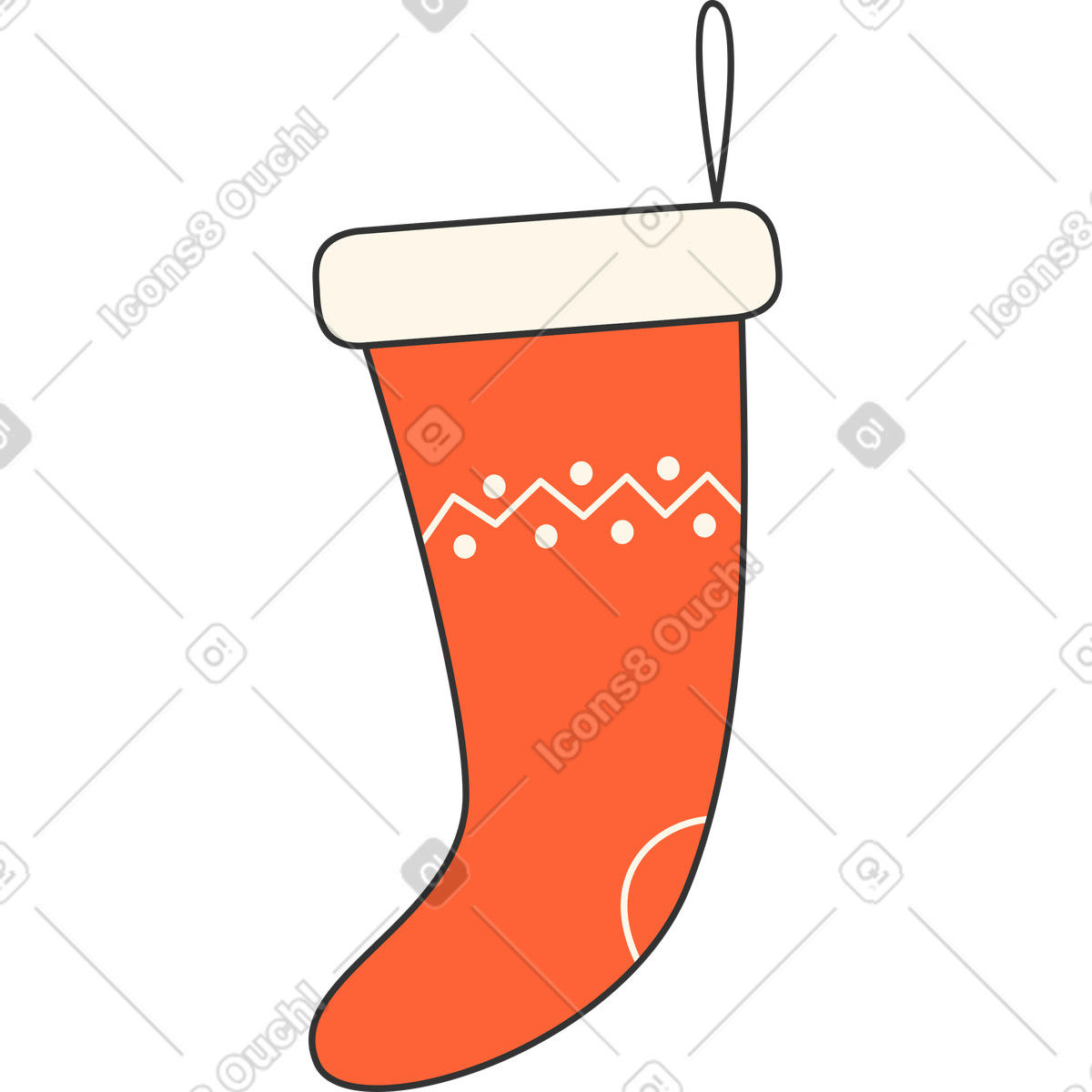 Christmas sock illustration in Crayon style download in PNG, SVG