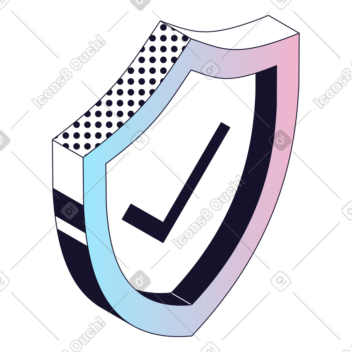 Scudo con segno di spunta, conformit&agrave; alla sicurezza, protezione verificata illustrazione in stile Node scarica in PNG, SVG