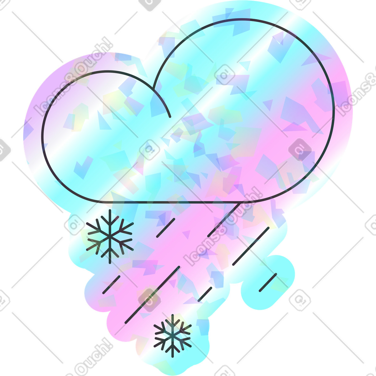 Regen und schnee-Illustration im Holostickers-Stil als Download in PNG, SVG