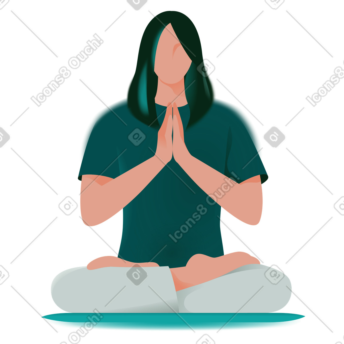 下载 Office 风格的 Meditation in padmasana, stress relief and mental wellness 插画，支持 PNG、SVG 格式