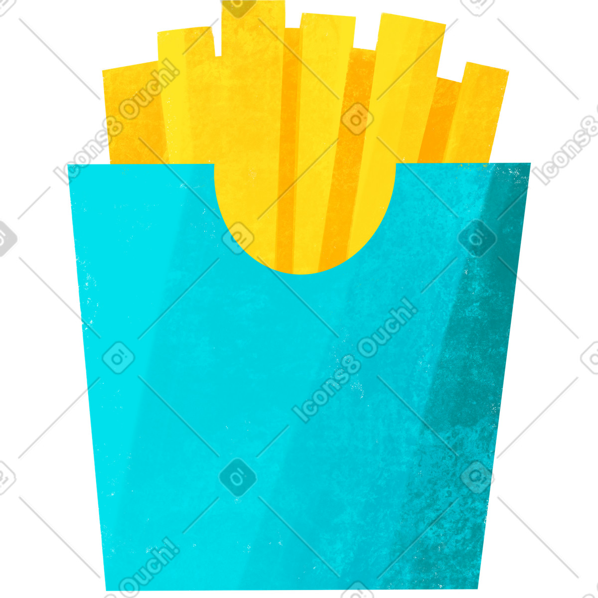 Illustration Frites en pack bleu dans le style Bonbon à télécharger aux formats PNG, SVG