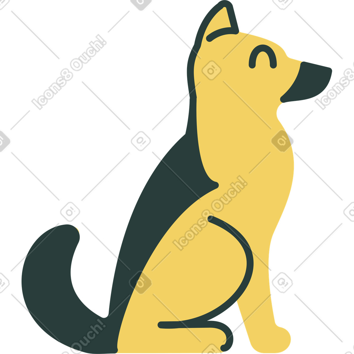 Hund-Illustration im Macaroni-Stil als Download in PNG, SVG