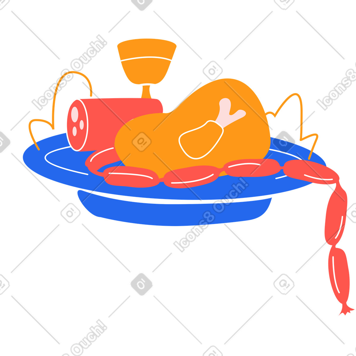 下载 Kingdom 风格的 食物盘 插画，支持 PNG、SVG 格式