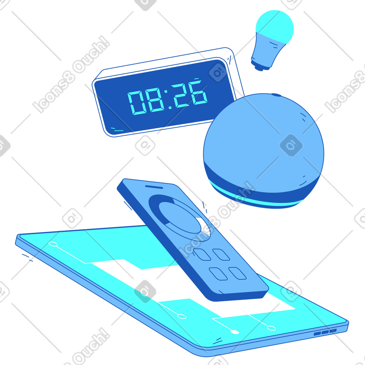 Анимированная иллюстрация Smart devices for home automation в стиле Storyline — скачать в форматах GIF, Lottie (JSON), AE